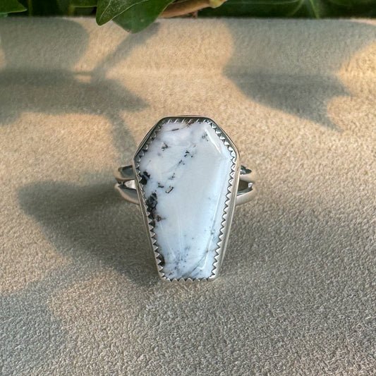 White Buffalo Coffin Ring .925 (size 9.5)