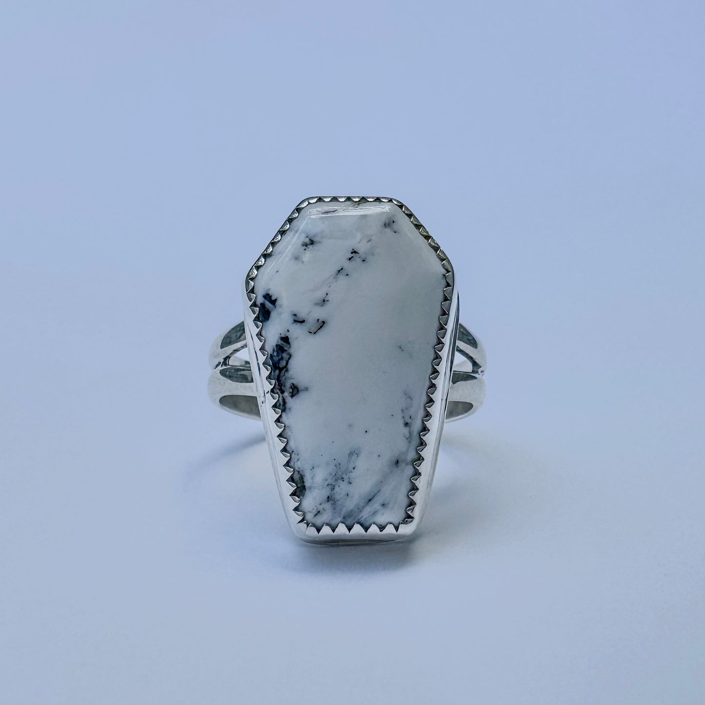 White Buffalo Coffin Ring .925 (size 9.5)