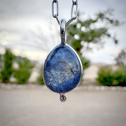 Dumortierite in Quartz Pendant .925