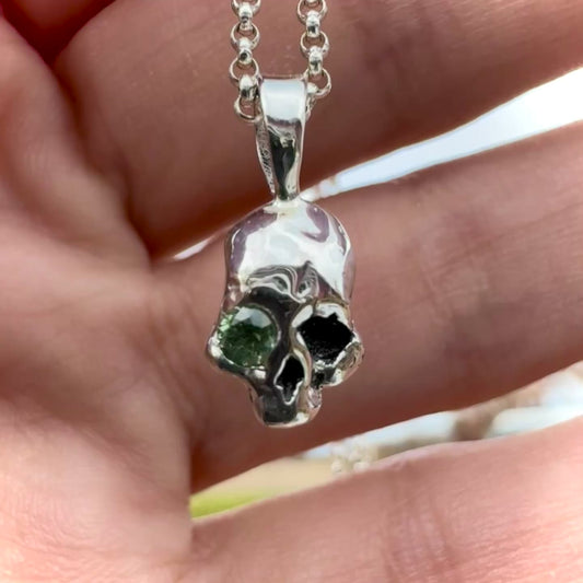 Montana Sapphire Skull Pendant .925