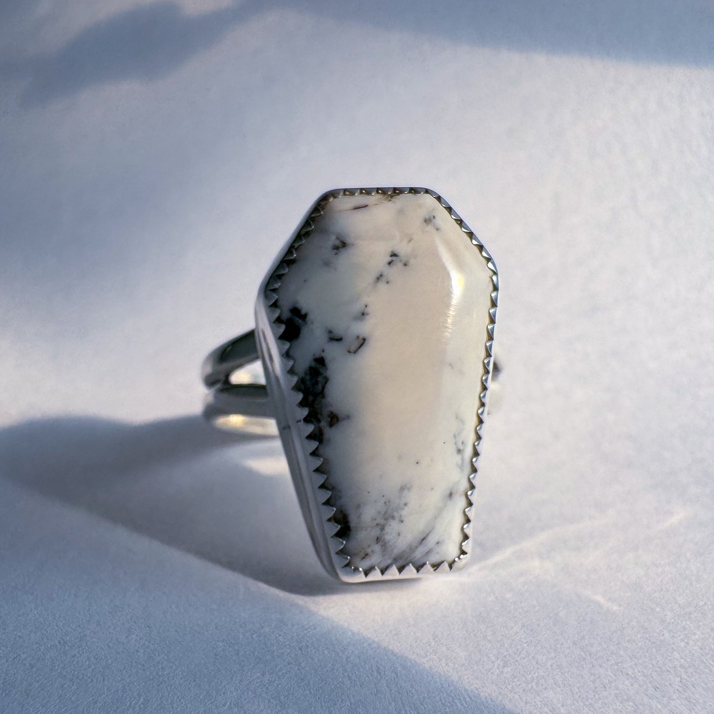 White Buffalo Coffin Ring .925 (size 9.5)