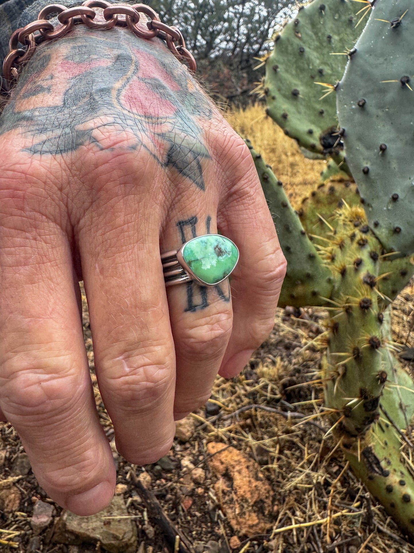 New Mexico Tyrone Turquoise Ring .925 (size 9.5)