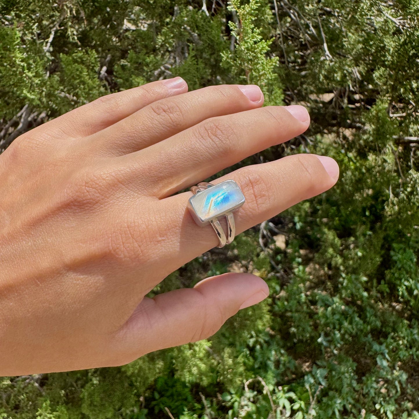 Rainbow Moonstone Ring (size 9)