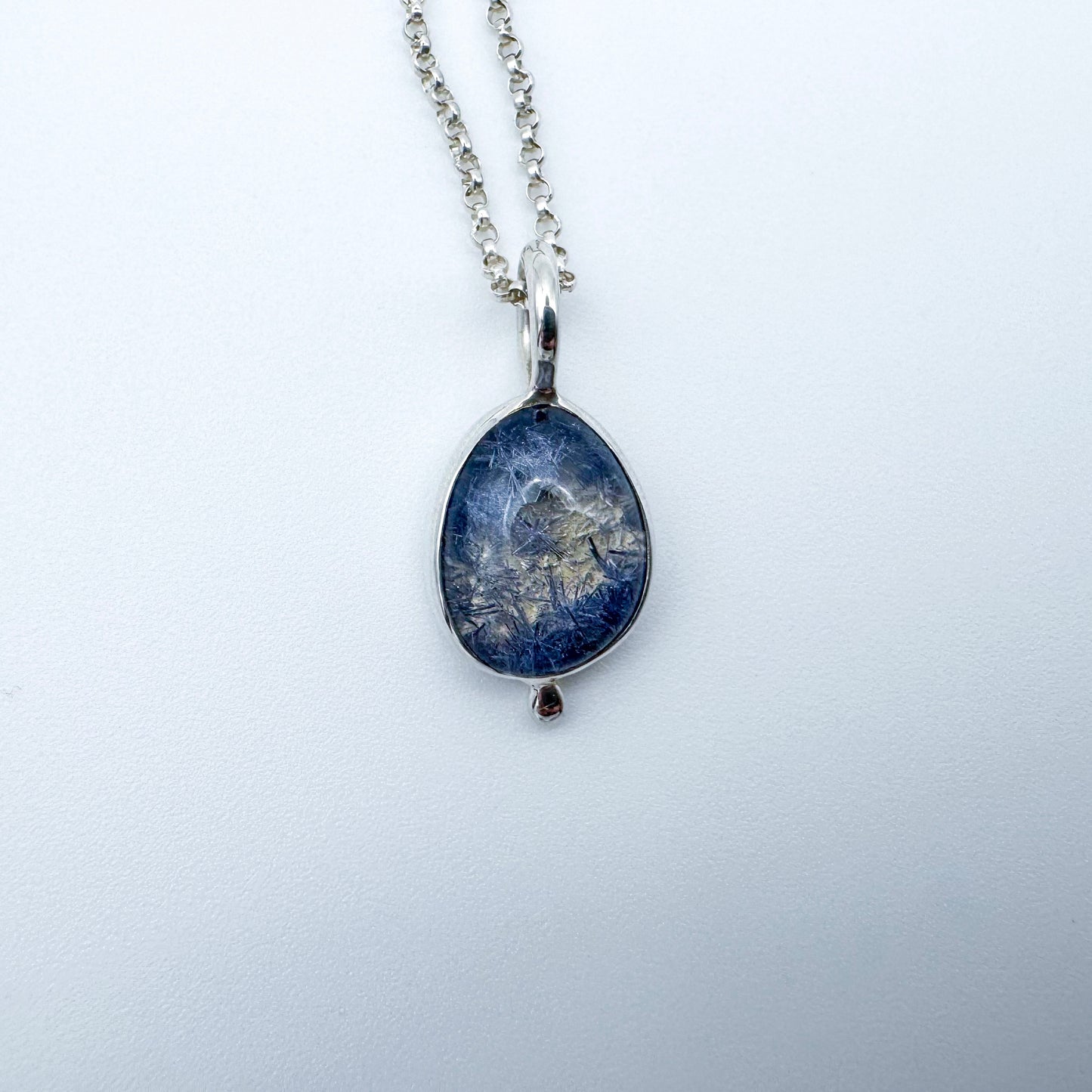 Dumortierite in Quartz Pendant .925
