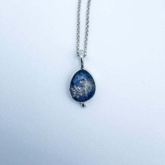 Dumortierite in Quartz Pendant .925