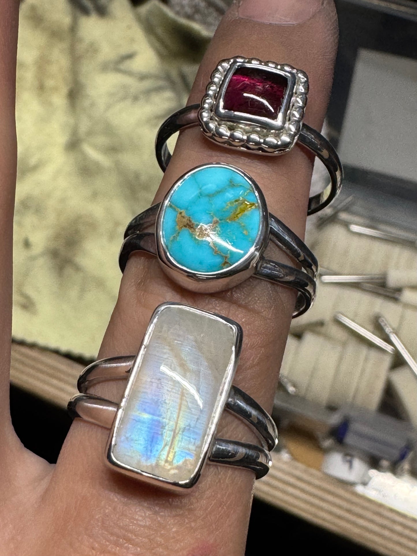 Rainbow Moonstone Ring (size 9)