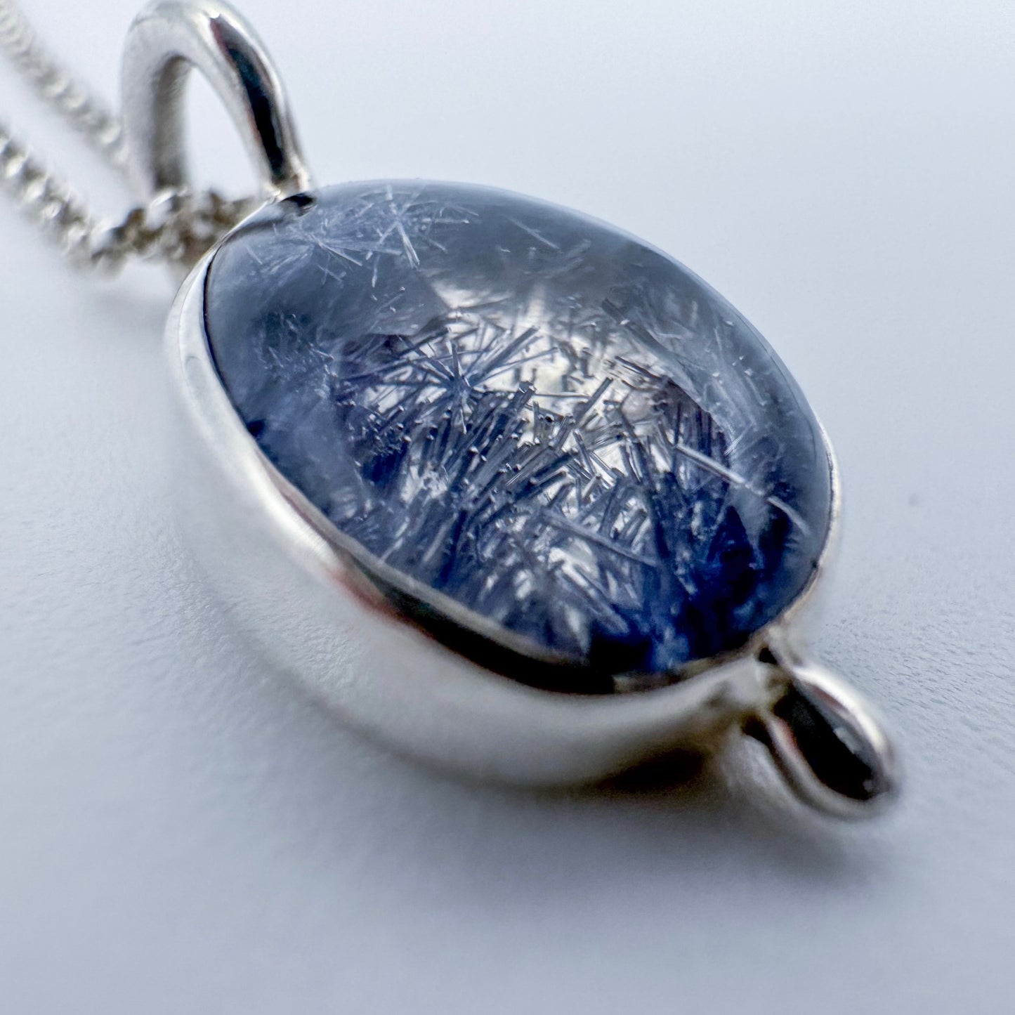 Dumortierite in Quartz Pendant .925