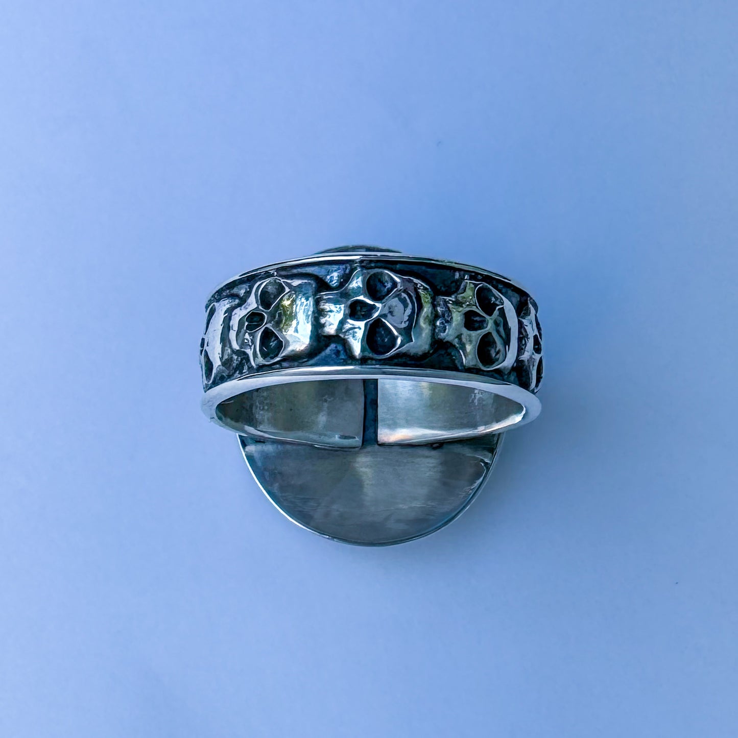 White Buffalo Skull Ring .925 (size 10.5)