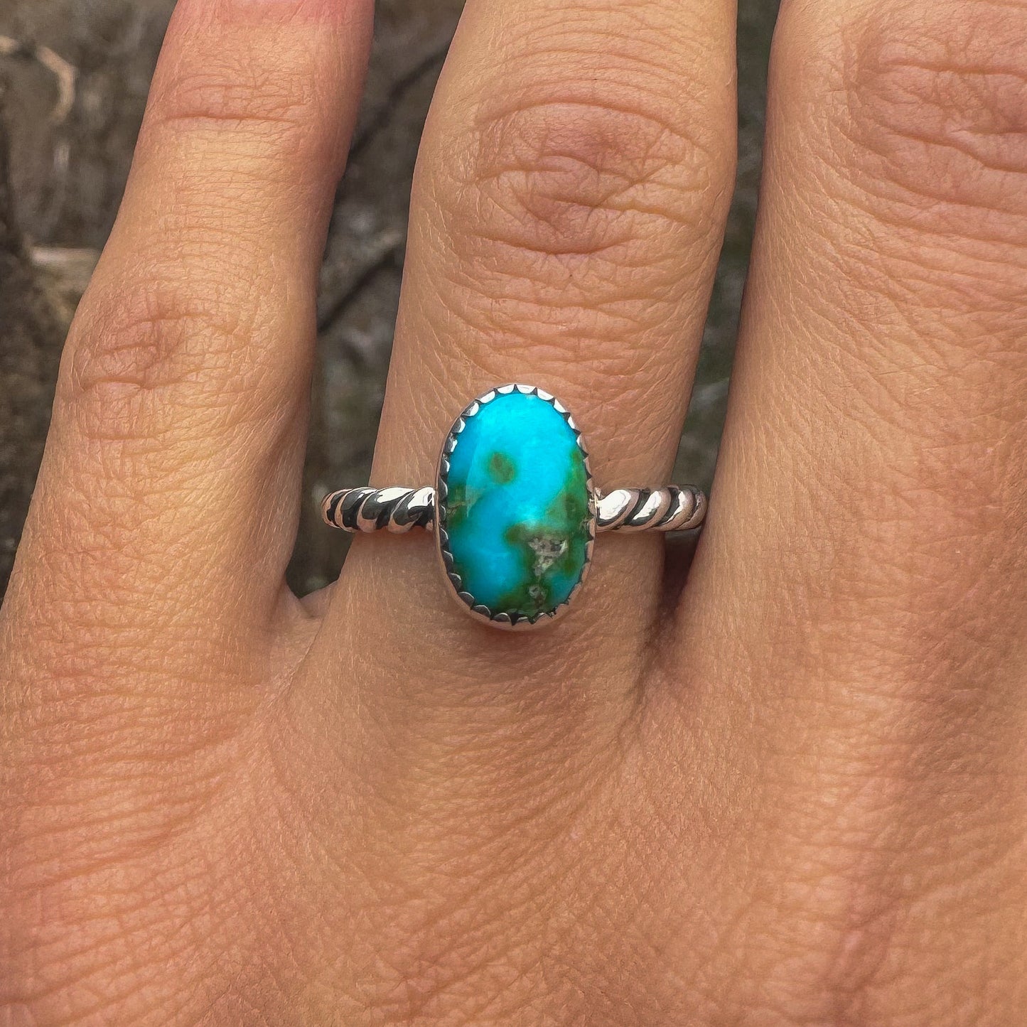 Mexican Sonoran Gold Turquoise Ring .925 (size 5.25)