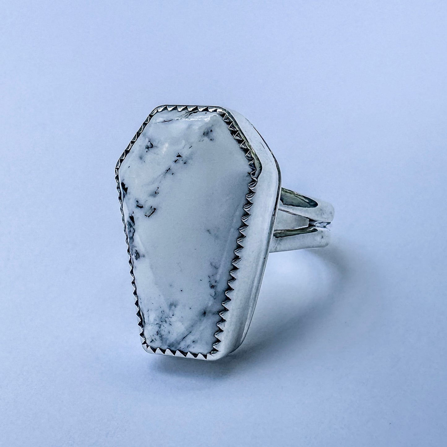 White Buffalo Coffin Ring .925 (size 9.5)