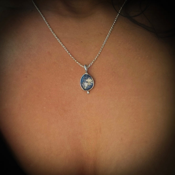 Dumortierite in Quartz Pendant .925