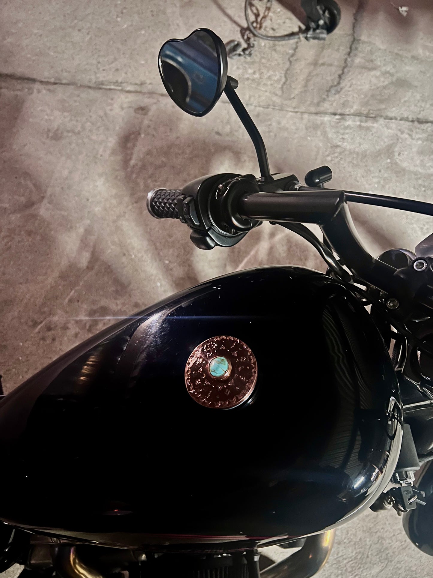 Copper and Royston Turquoise Motorcycle Gas Cap