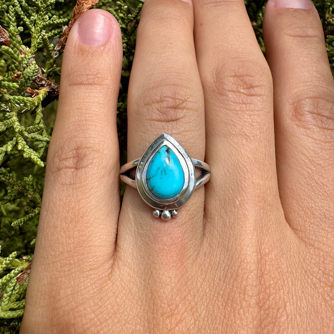 Kingman Turquoise Raindrop Ring .925 (size 6)