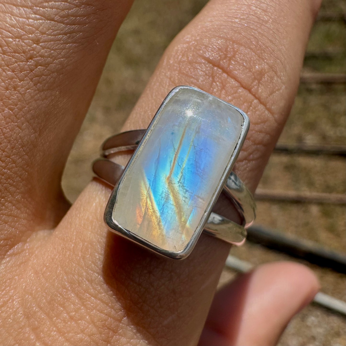 Rainbow Moonstone Ring (size 9)