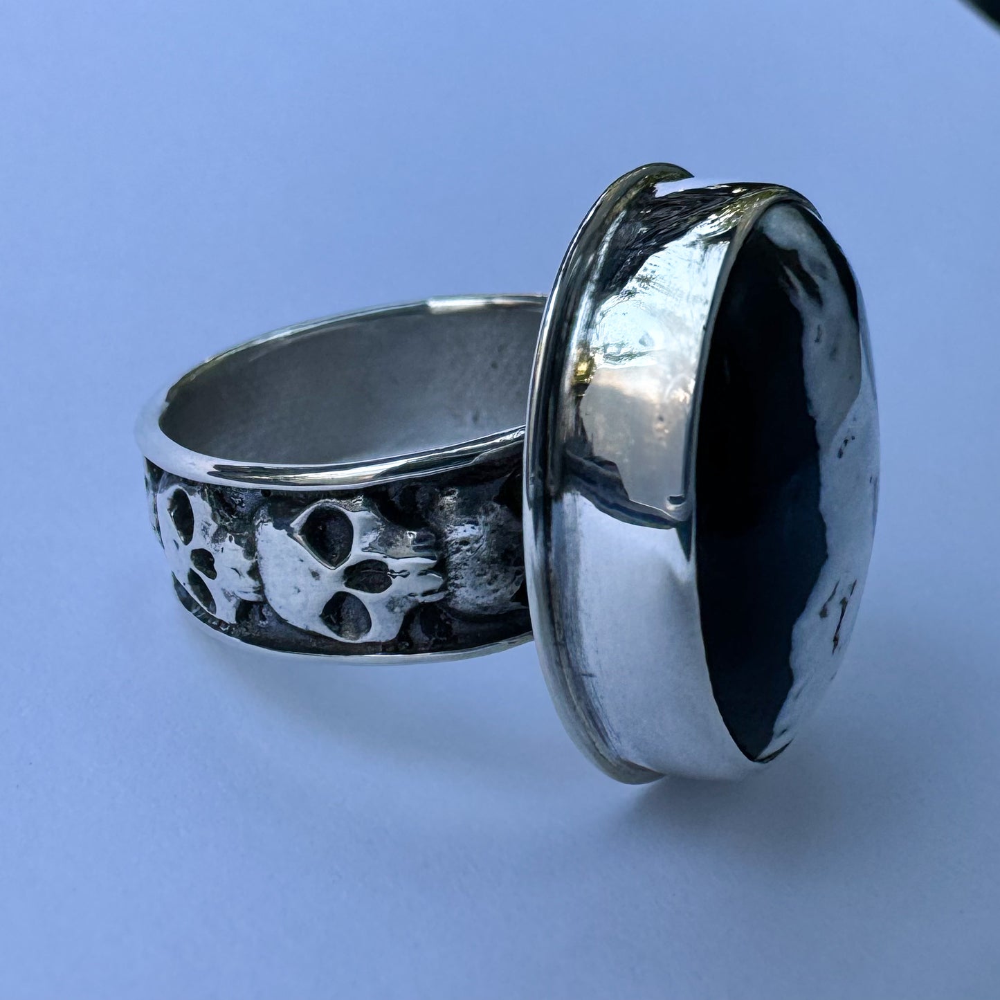 White Buffalo Skull Ring .925 (size 10.5)