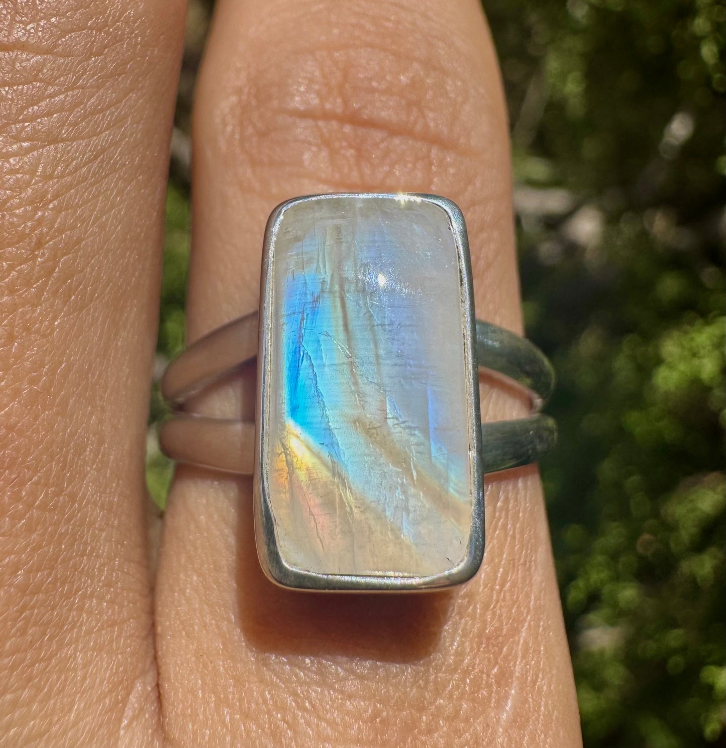 Rainbow Moonstone Ring (size 9)