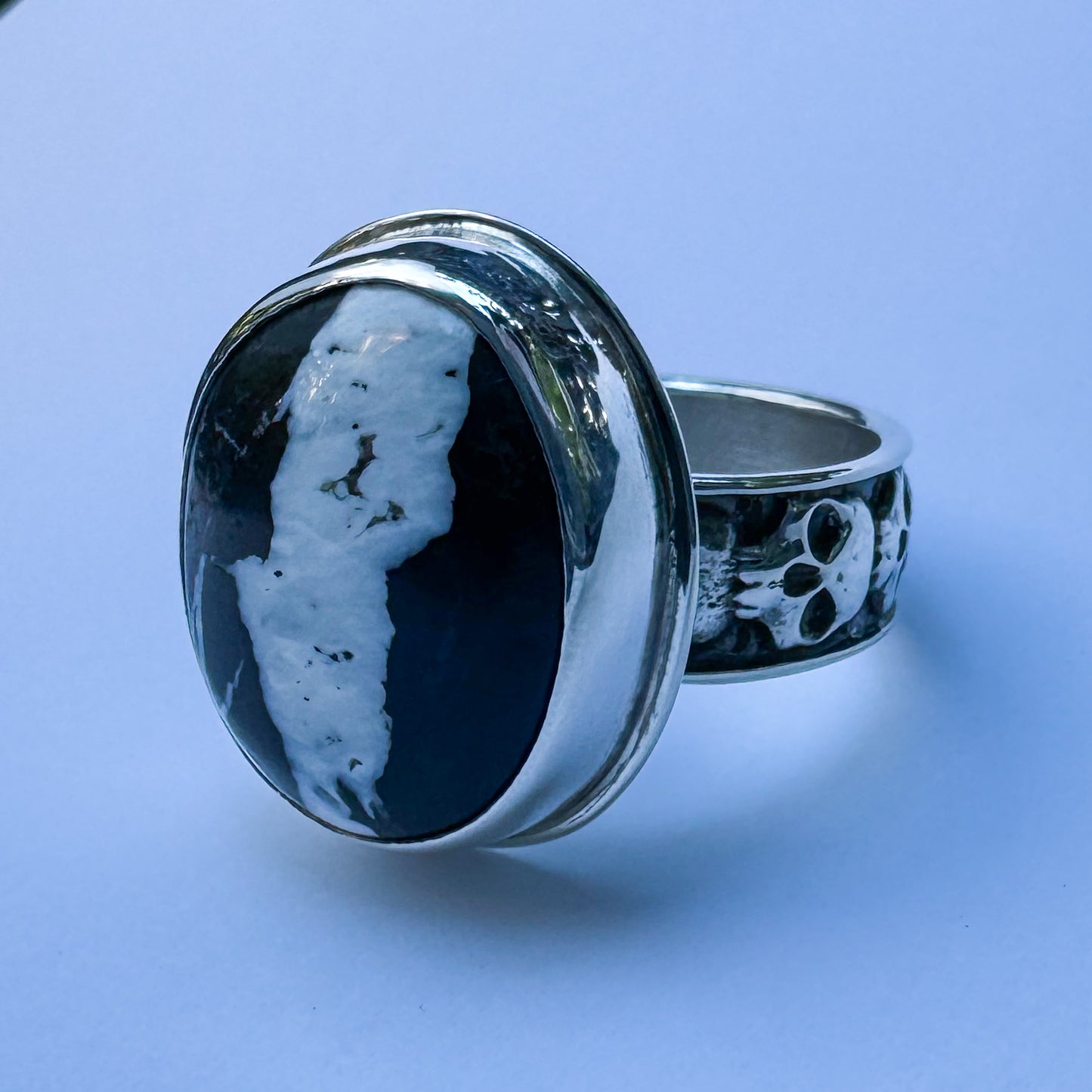 White Buffalo Skull Ring .925 (size 10.5)