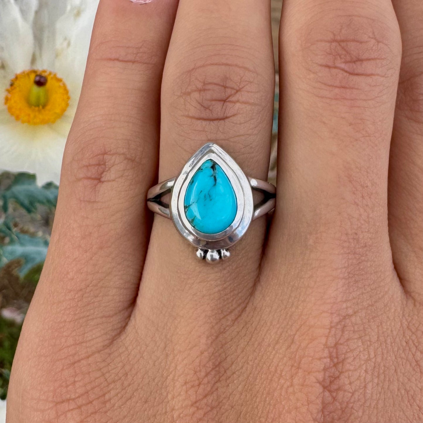 Kingman Turquoise Raindrop Ring .925 (size 6)